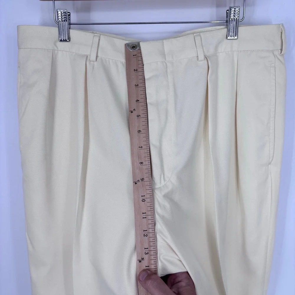 VTG 90s Polo Ralph Lauren Pleated Cuffed Dress Pants Men 34x27 (Tag 36x32) Cream